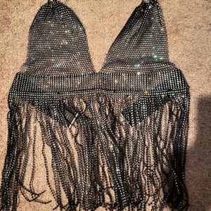 SEXY RHINESTONE CHAIN TOP